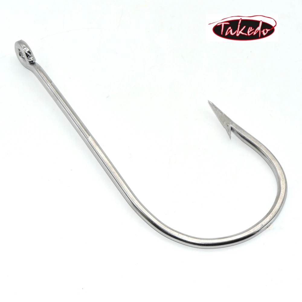 

TAKEDO Wholesale high strength 7731 20/0 Stainless steel hook Sea hook Barbed Tuna shark hook, Silvery