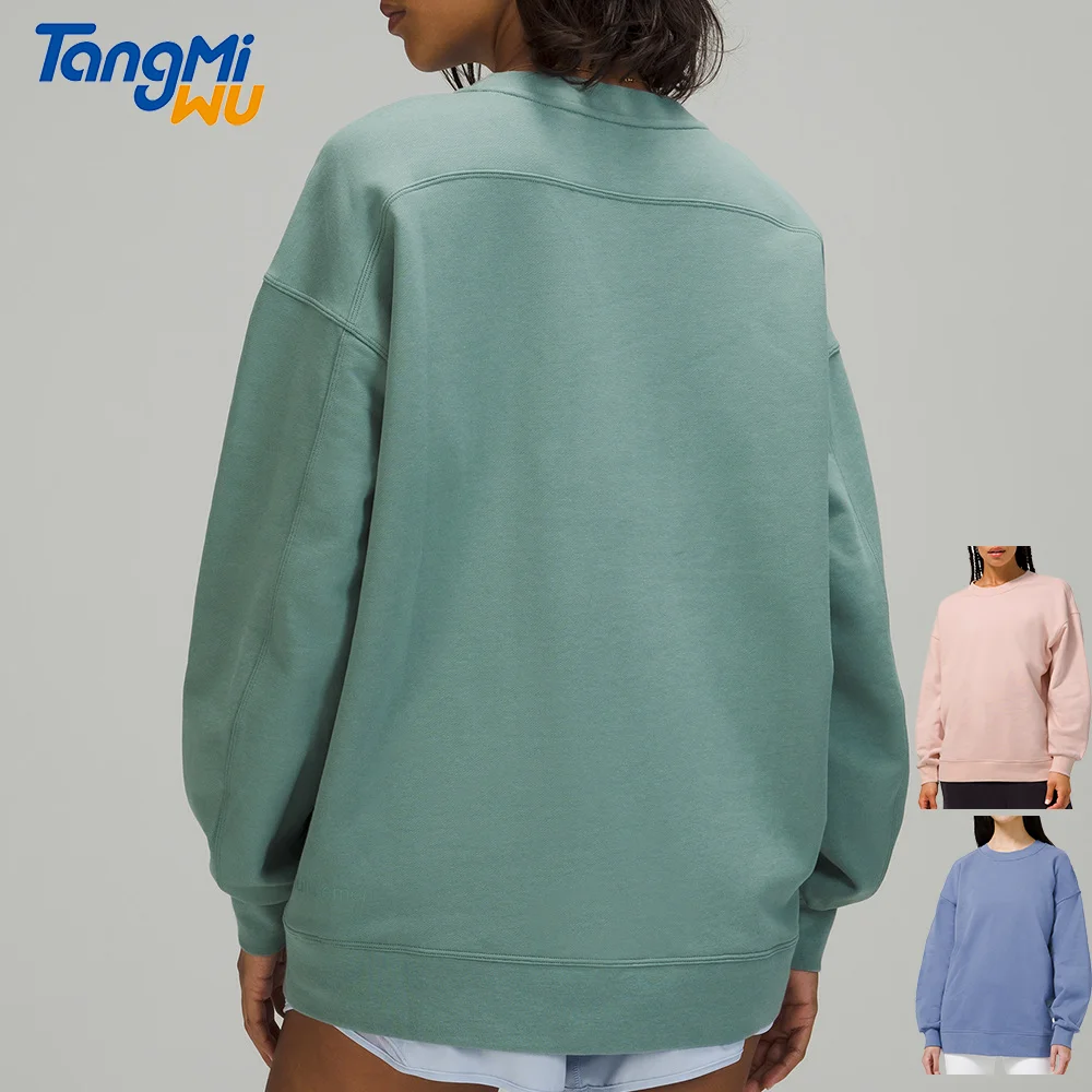 

TMW o-neck leisure gym hoodies sport top solid color women loose sweatshirt yoga wear oversized lulu hoodie for ladies