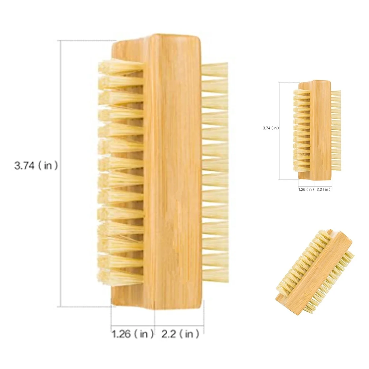 

Bamboo Nail Brush,Two-side Firm Nature Wooden Sisal Nail Brush for Toes and Nails
