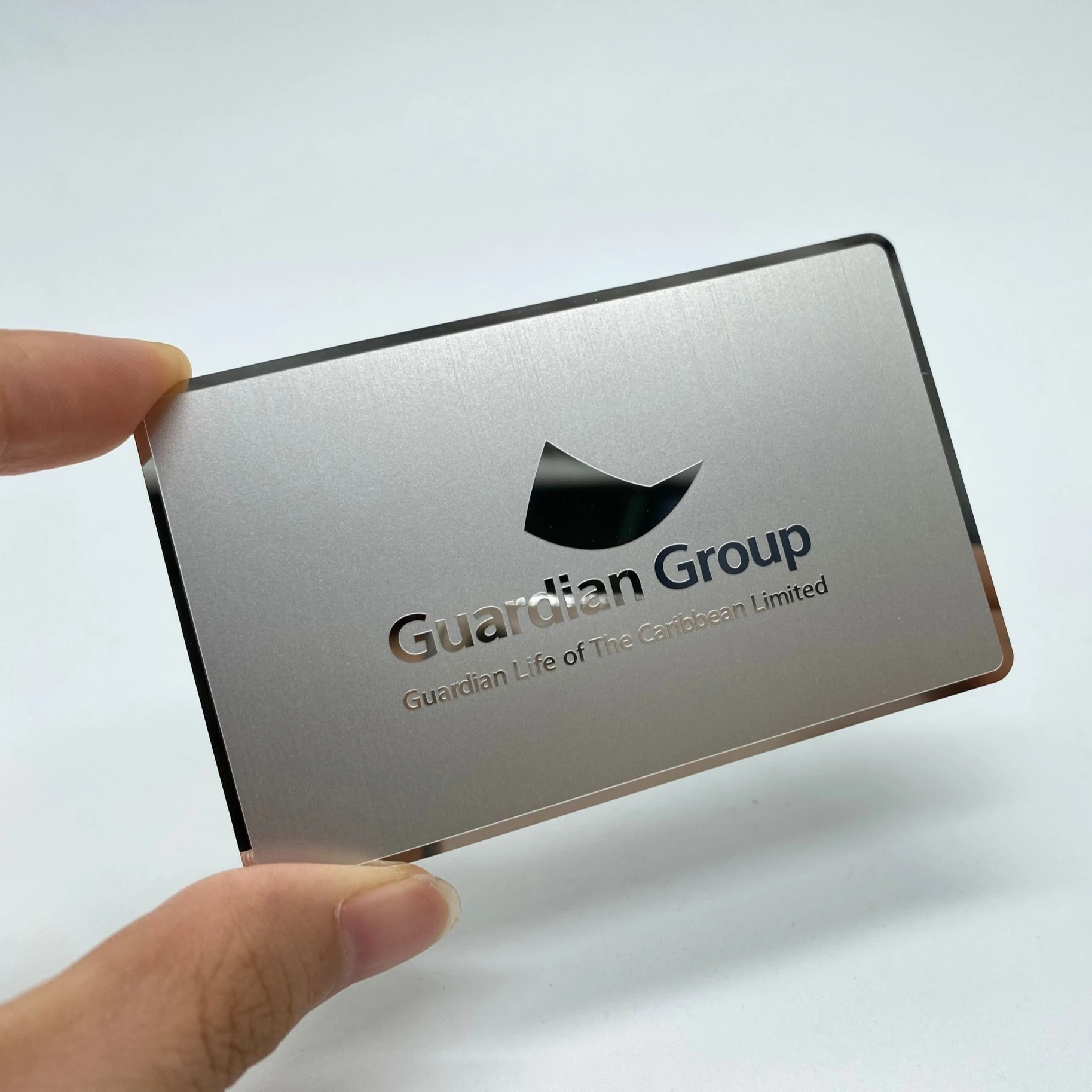 

DU silver mirror stainless business cards, Cmyk or pantone