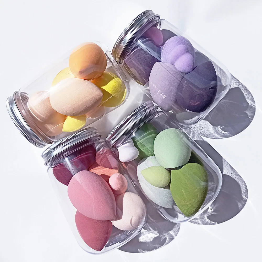 

Beaumaker 2021 cosmetic makeup eye shadow sponge double side beauty sponge elastic foundation powder puff wholesale, 4 colors for option