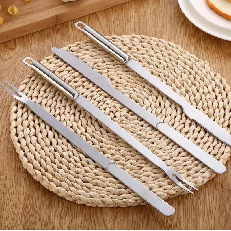 

Wholesale Restaurant Bbq Barbecue Dinnerware Stainless Steel Outdoor Dinner New Design Cutlery, Silver