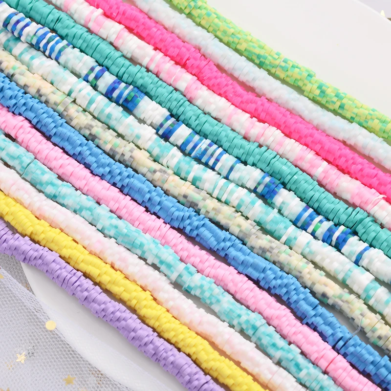 

Flat Flower Shape Polymer Clay Beads Chip Disk Loose Spacer Handmade Beads For DIY Jewelry Handmade Making Wholesale, Color picture