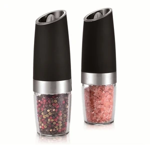 Image of electric automatic gravity salt pepper grinder mill set with blue led light