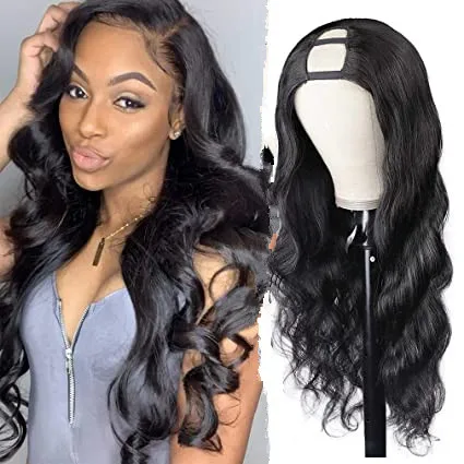

9a peruvian U part human hair wigs, the best hair vendors human hair extension clip in body wave upart wig for black women