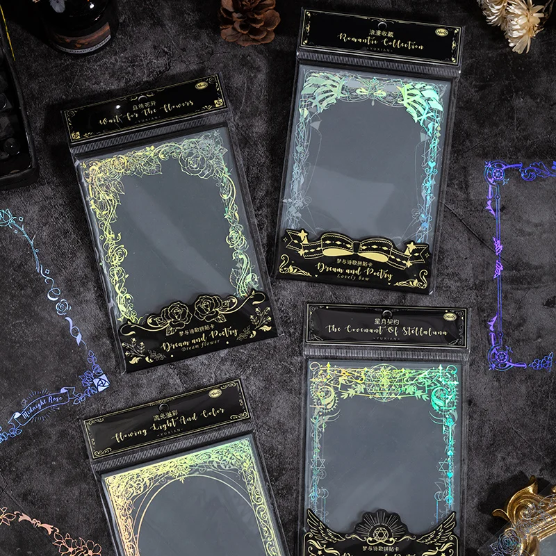 

12 sheets/pack Pretty Glitter Laser Design PVC Stickers Scrapbooking Netbook Sticker Greeting Card Diary Decoration