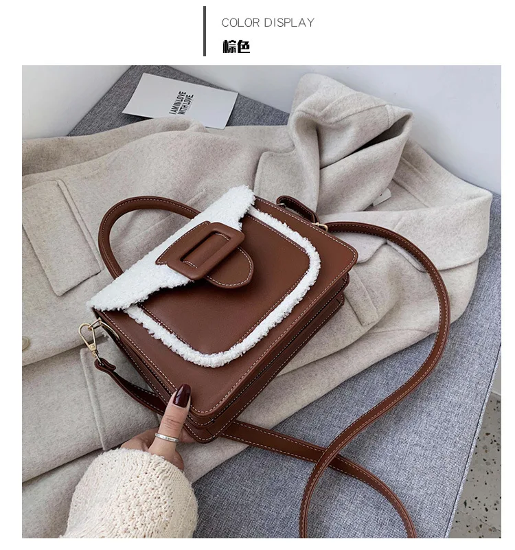 

MC1011 Fashion Retro High Quality Messenger Bag Lamb Hair Small Bag Christmas Merry Christmas Handbags For Women Luxury