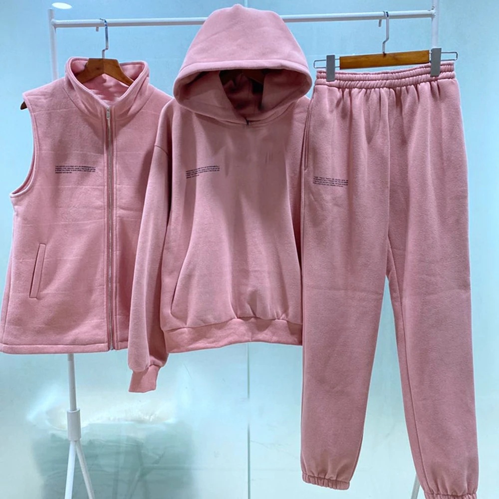 

Designer same style2020 winter new warm ladies sports suit hooded thickened fleece three-piece leisure sports suit
