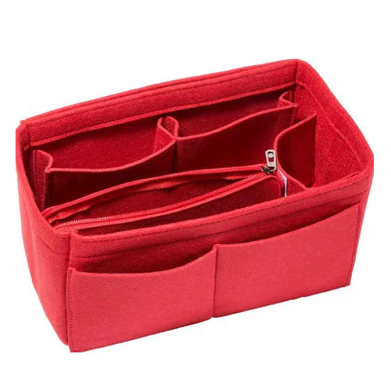 

Customized multi-pocket storage tote bag cosmetic insert felt cosmetic bag