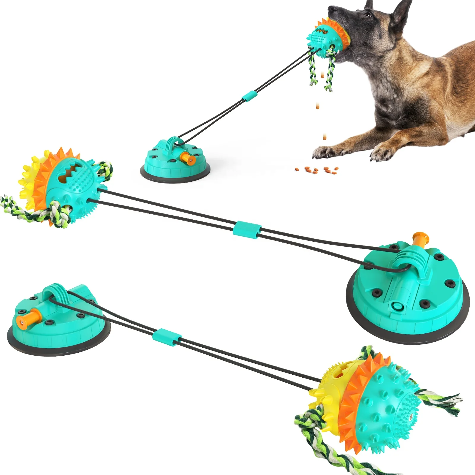 

squeaky dog rope treat food dispensing ball toy for aggressive chewers