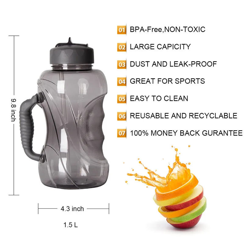 zogift large capacity 1.5l plastic sport