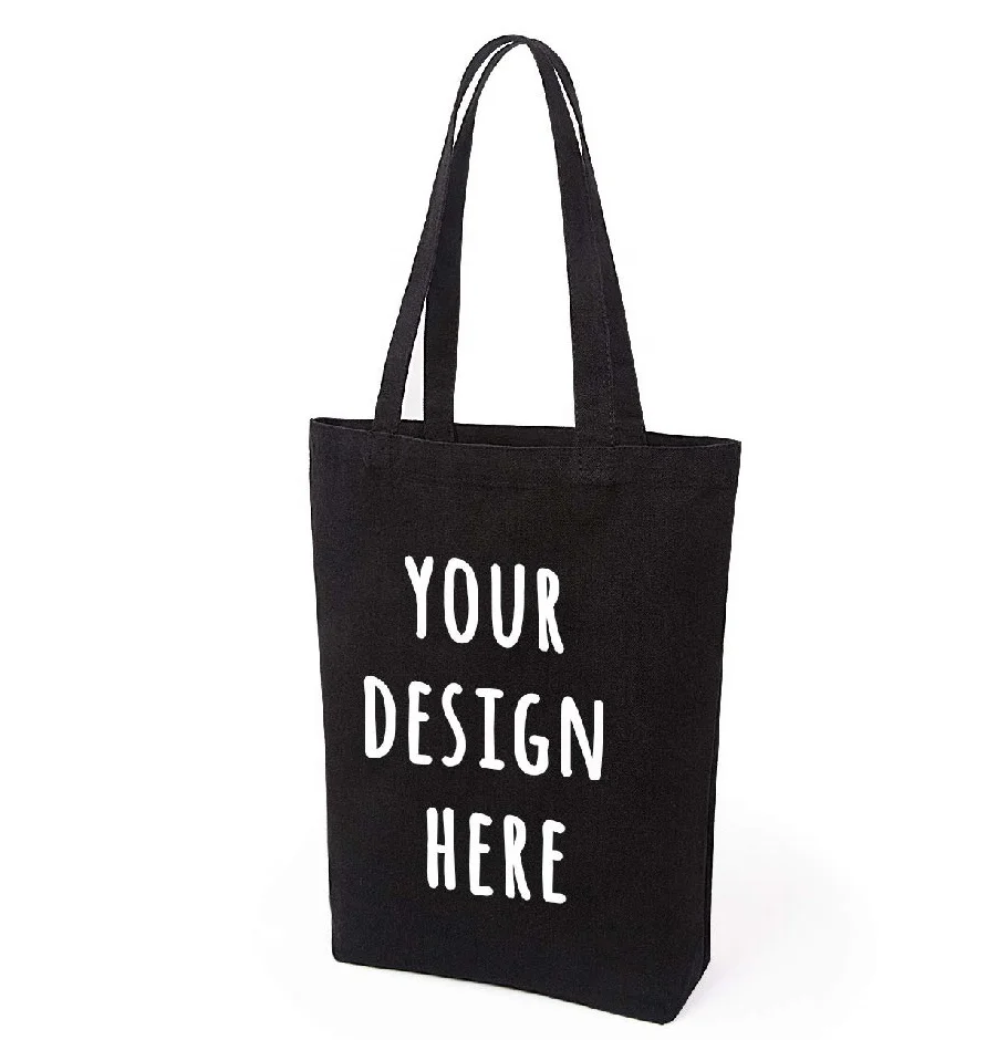 

OEM organic cotton tote bag Pure cotton canvas shopper bag, Black