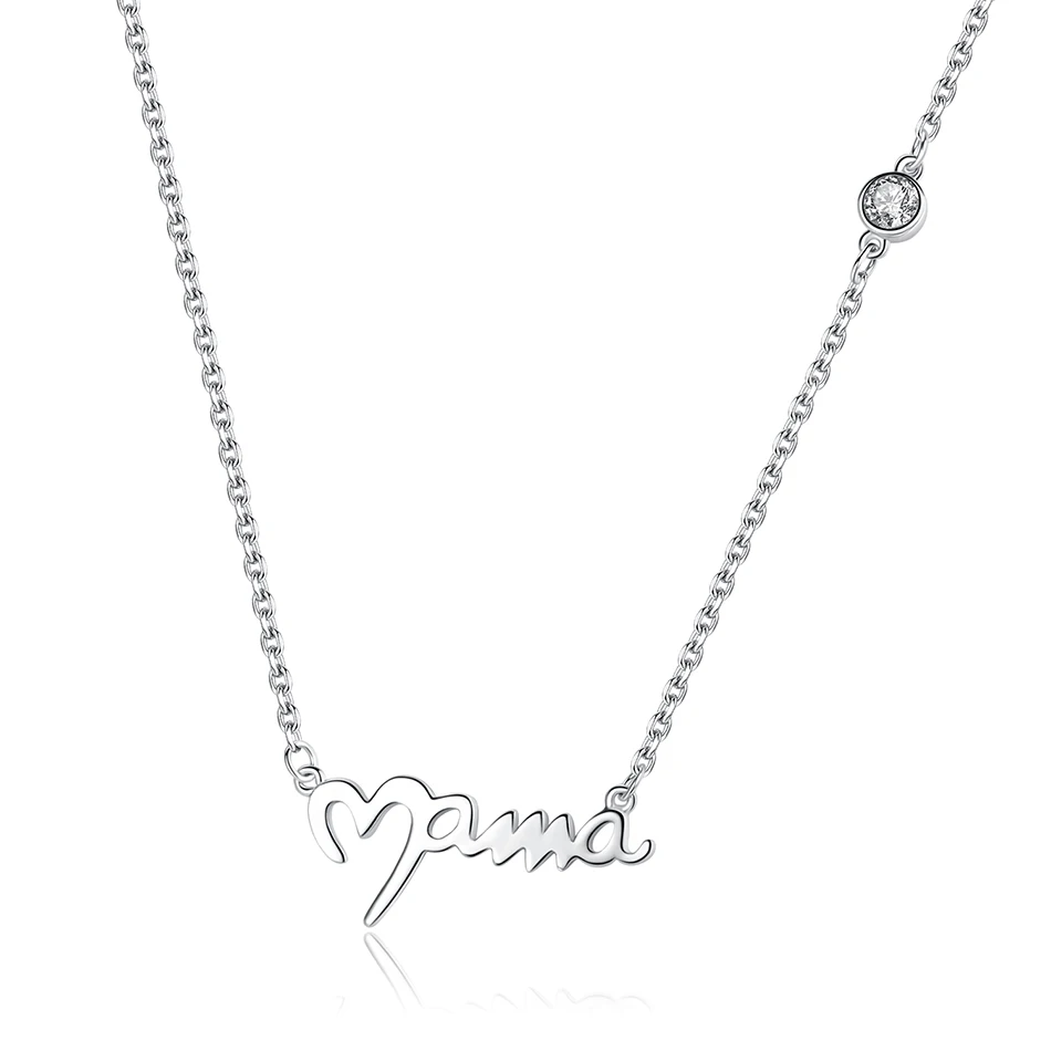

2020 Women Fashion 925 Sterling Silver Letter Mama Necklace Mothers Love Pendant Jewelry Necklace for Moms Mother's Day