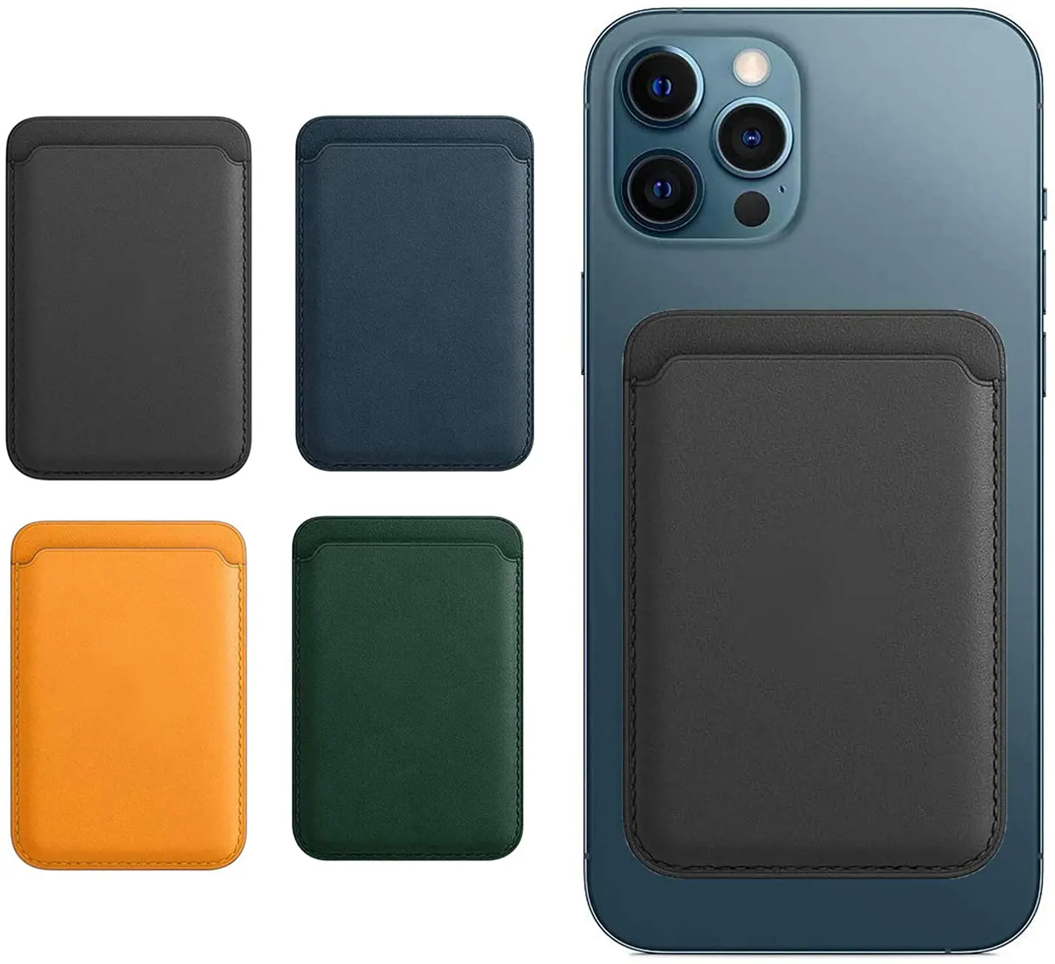 

Leather Phone Card Holder with Mag-Safe Magnet Card Holder Stick on Wallet Phone Sleeves for Phone