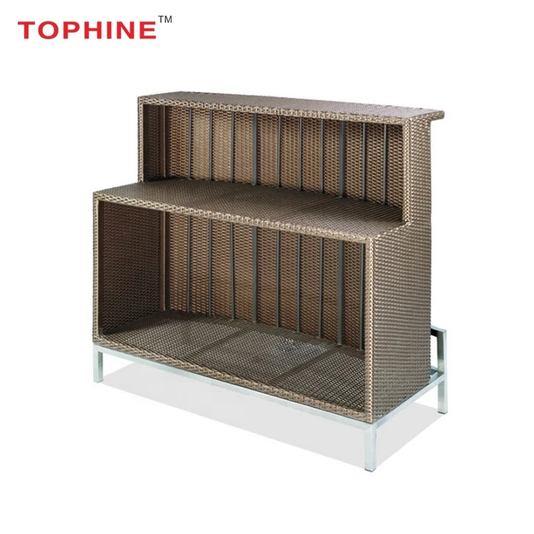 
Commercial Contract TOPHINE Outdoor Furniture Sale Modern Design Commercial Wicker Woven Bar Counter 