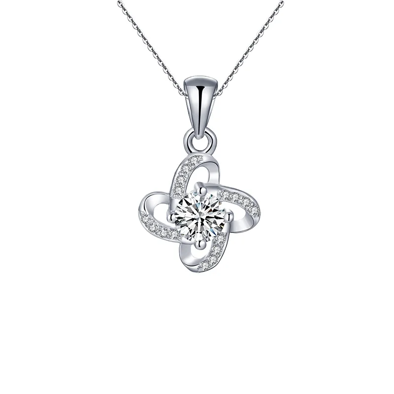 

925 Sterling Silver Jewelry Flower Pendants Charms With 3A CZ Stones