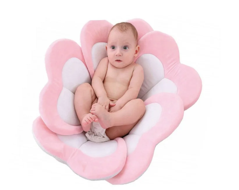 

2021 New Pattens Foam Blooming Bath Lotus Flower Shape Soft and Quick Drying Baby Bath Cushion for Newborn Baby