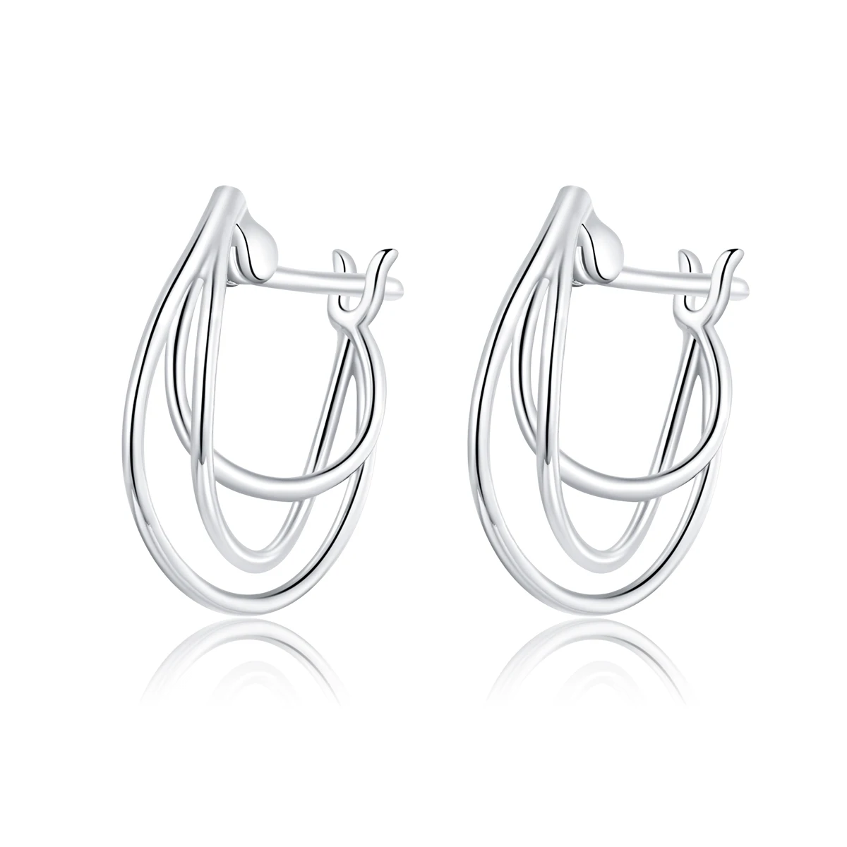 

BAMOER 925 Sterling Silver Intertwined Lines French Hoop Earrings for Women Wedding Minimalist Simple Boucle Oreille BSE443