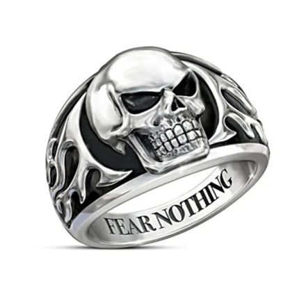 

Retro Punk Metal Rock Flame Skull Men Ring Jewelry