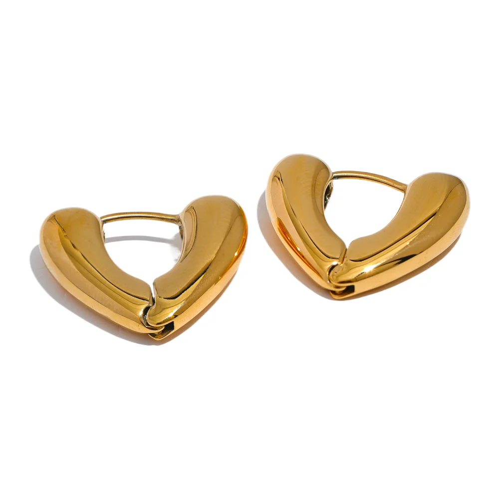 

JINYOU 1012 Stainless Steel 316l Heart Hollow Hoop Earrings 2023 Gold Silver Fashion Metal High Quality Titanium Jewelry Women