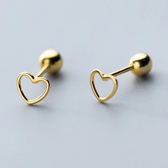 wholesale minimalist s925 sterling silver women jewelry Hollow Heart Earrings Studs for women