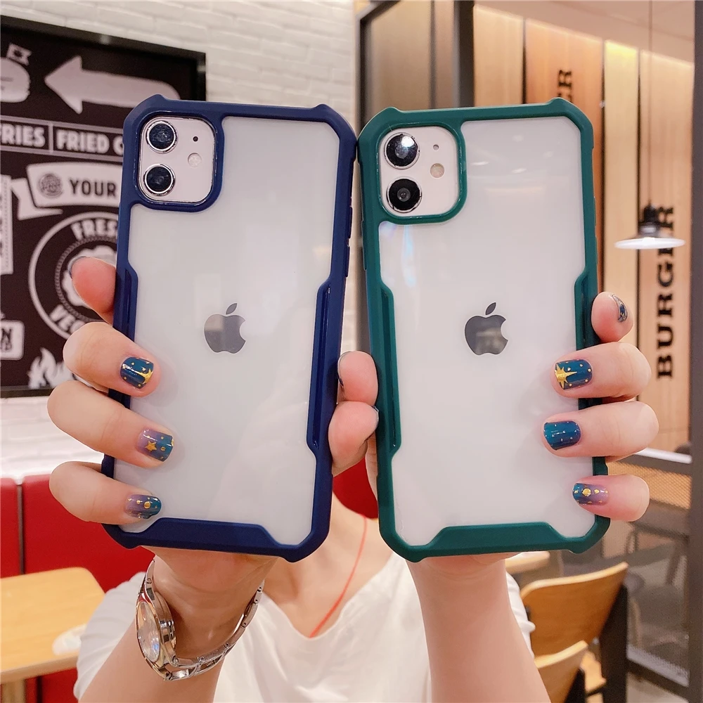 

Anti Shockproof Armor Acrylic Hard PC Protective Phone Cases For Huawei P Smart 2021 Nova 8SE Mate 40 Pro Y7A Back Cover Fundas