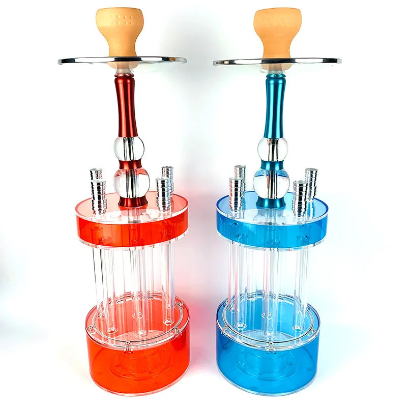

NEW Creative Hookah set with LED light Hookah Shisha Pipe Narguile Chicha with Narguile four Hose Shisha Accessories, As picture