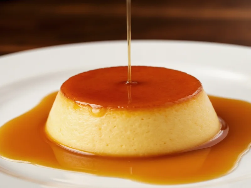 Silky homemade flan with caramel sauce drizzle