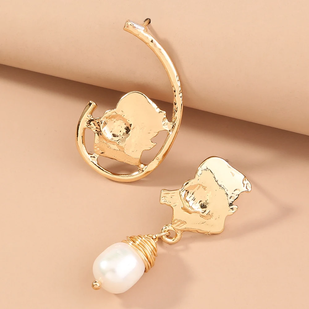 

Natural Freshwater Pearl Earring Alloy Map Earhook Personalized Ladies Jewelry