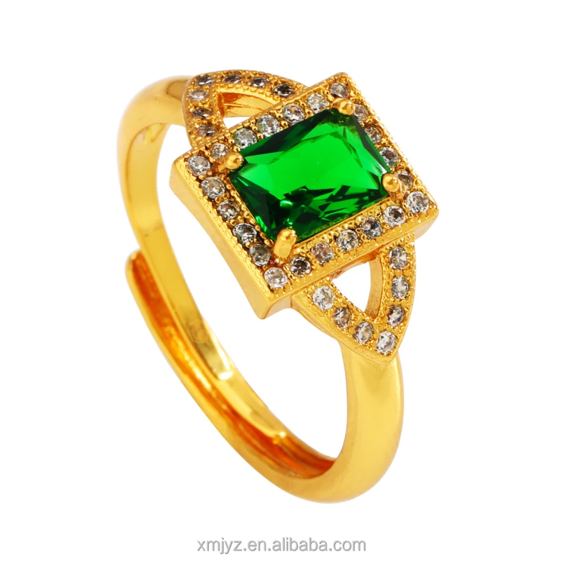 

Brass Gold-Plated Micro-Inlaid Yellow Sapphire Brave Opening Ring Women's Wholesale Jewelry Does Not Fade For A Long Time