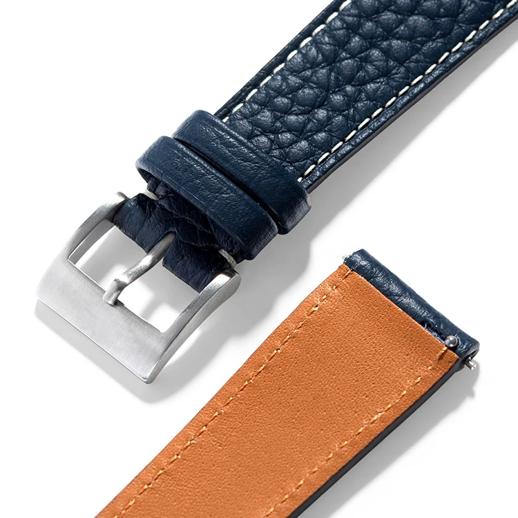 

Real leather watch strap with release spring bars brushed buckle luxury watch strap for watches, Blue