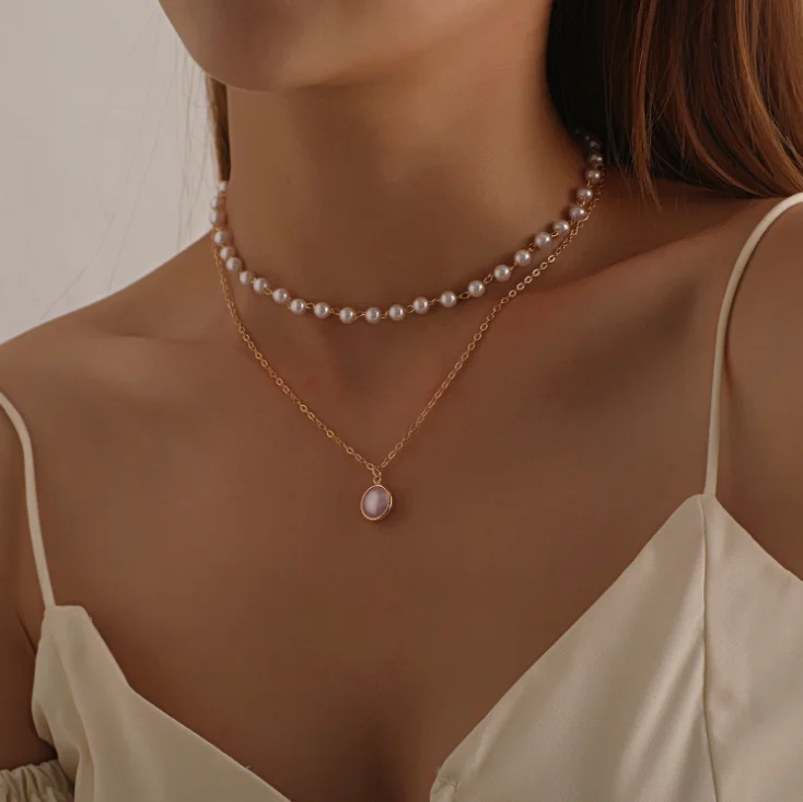 

new fashion accessory copper hand-made sequins neck ring double-layer gold plated chain necklace