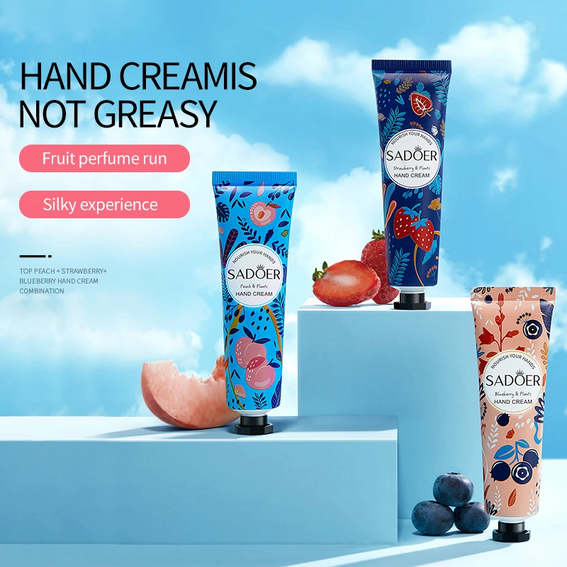 

SADOER private label natural mini cute waterproof fruit whitening moisturizing hand cream