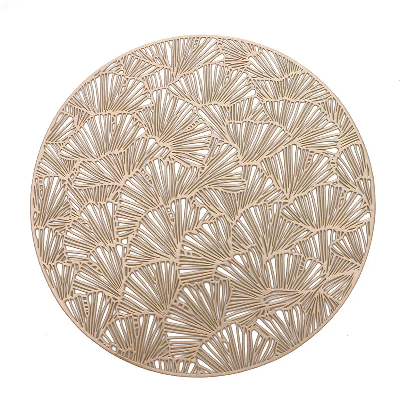 

2021 Eco-Friendly Stocked Customized Wholesale Placemats Table Mat PVC Placemat Gold Silver Table Mats For Dining Room, Silver/gold