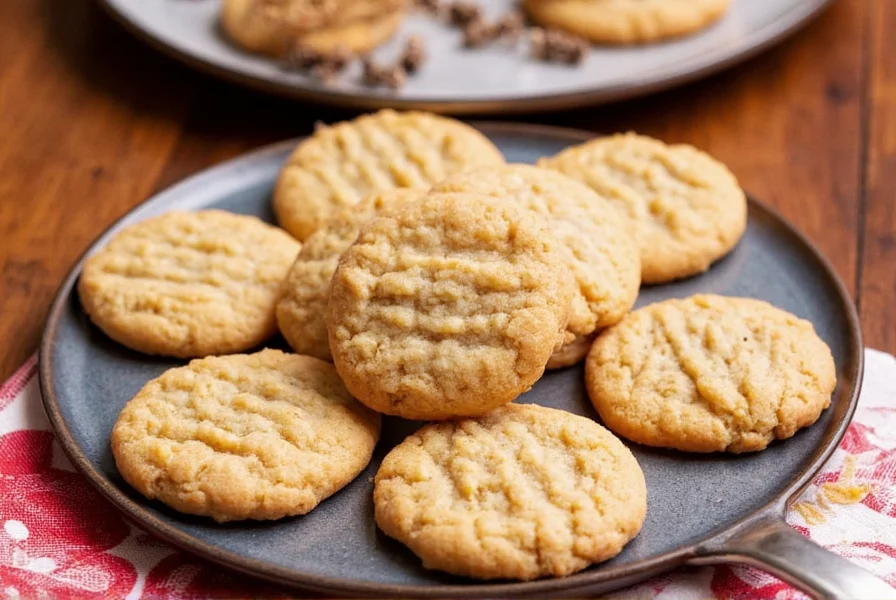 Close-up of nutmeg tiger cookies showing distinctive crackled surface pattern on golden brown cookies arranged on a rustic wooden board