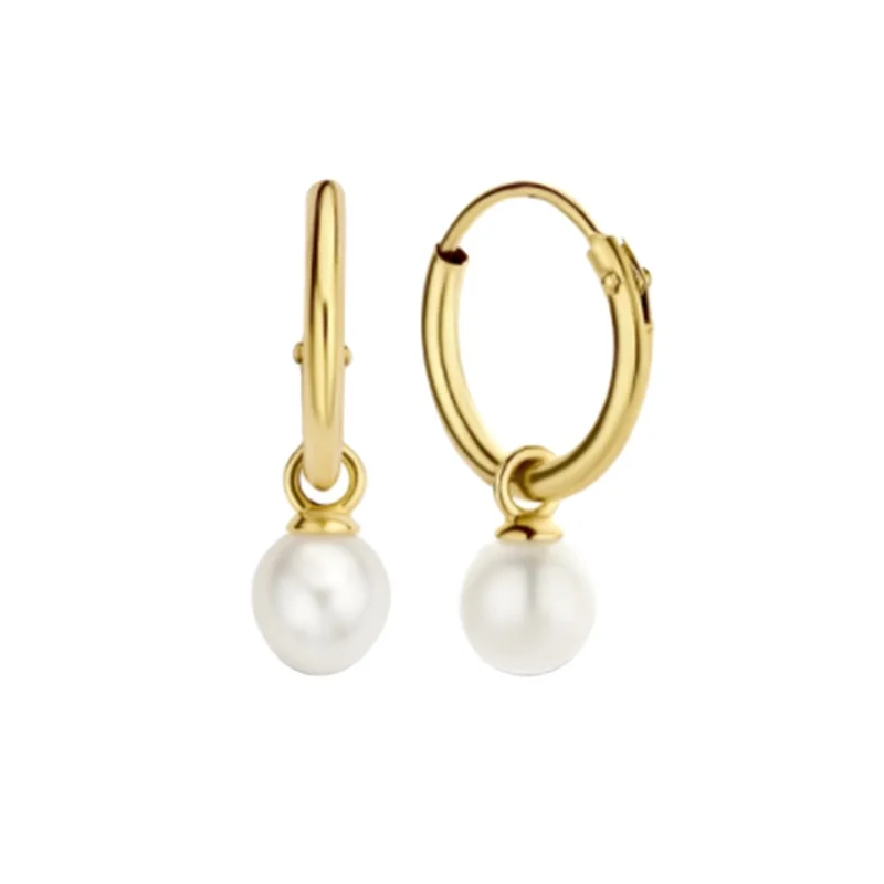 

Joolim 925 Sterling Silver Earring Elegant Pearl Hoop Earring Silver Jewelry