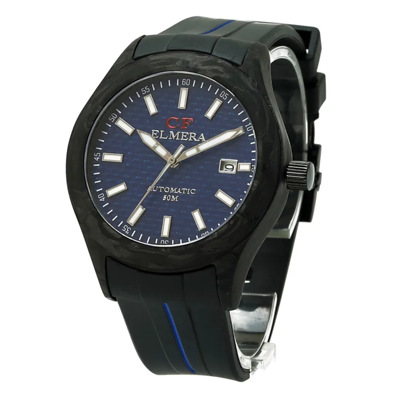 

Wholesale custom logo low moq sapphire crystal glass carbon fiber NH35 mechanical automatic watch case for sale