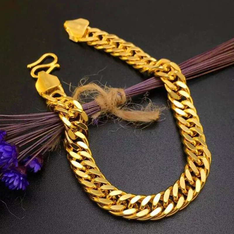 

No Fade Vietnam Alluvial Gold Boss Bracelets Concise Fashion Twist Tanks Designs Bracelets for Men Jewelry, 24k
