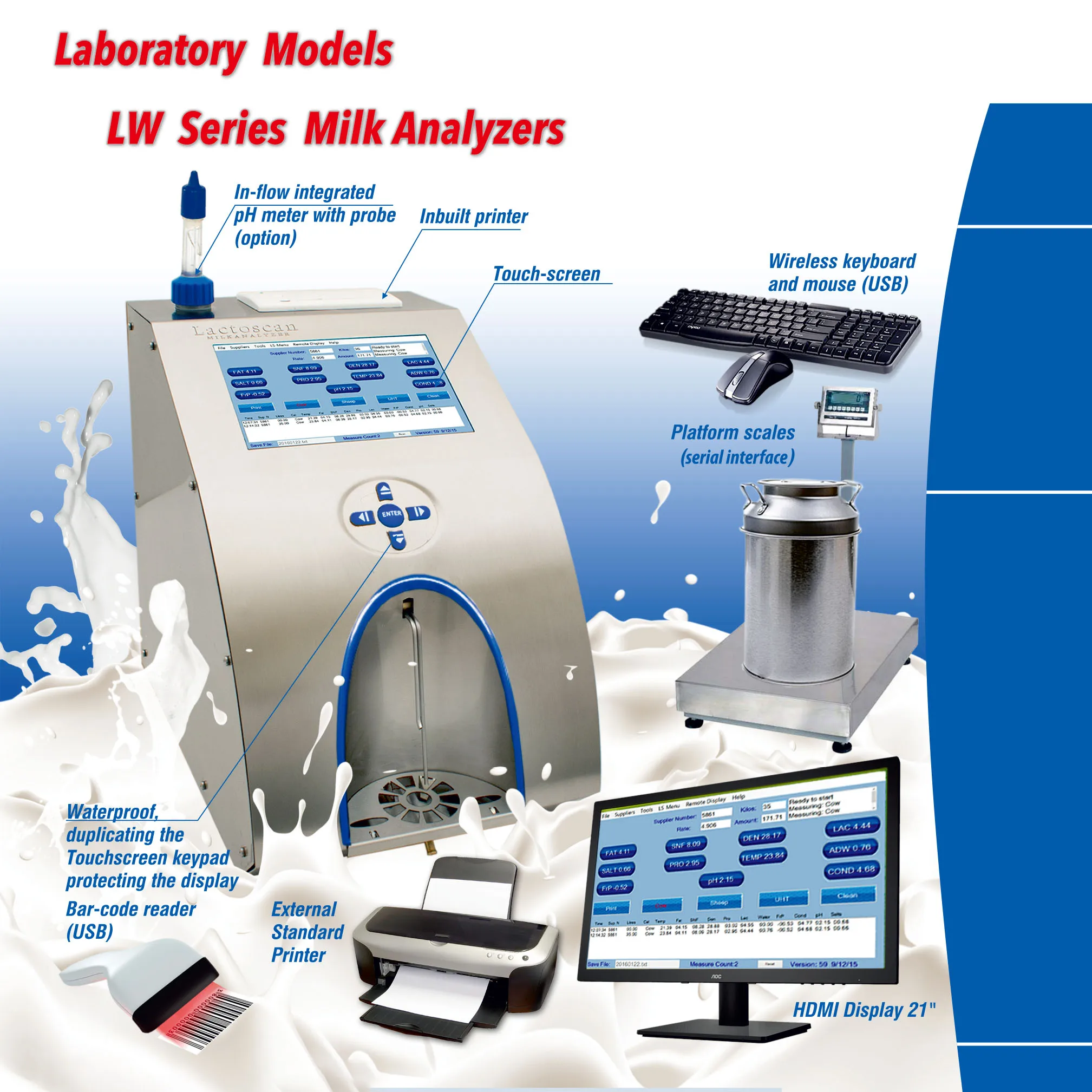 Laboratory Models Cow /sheep/ Uht Milk Testing Integrated Weight Scales