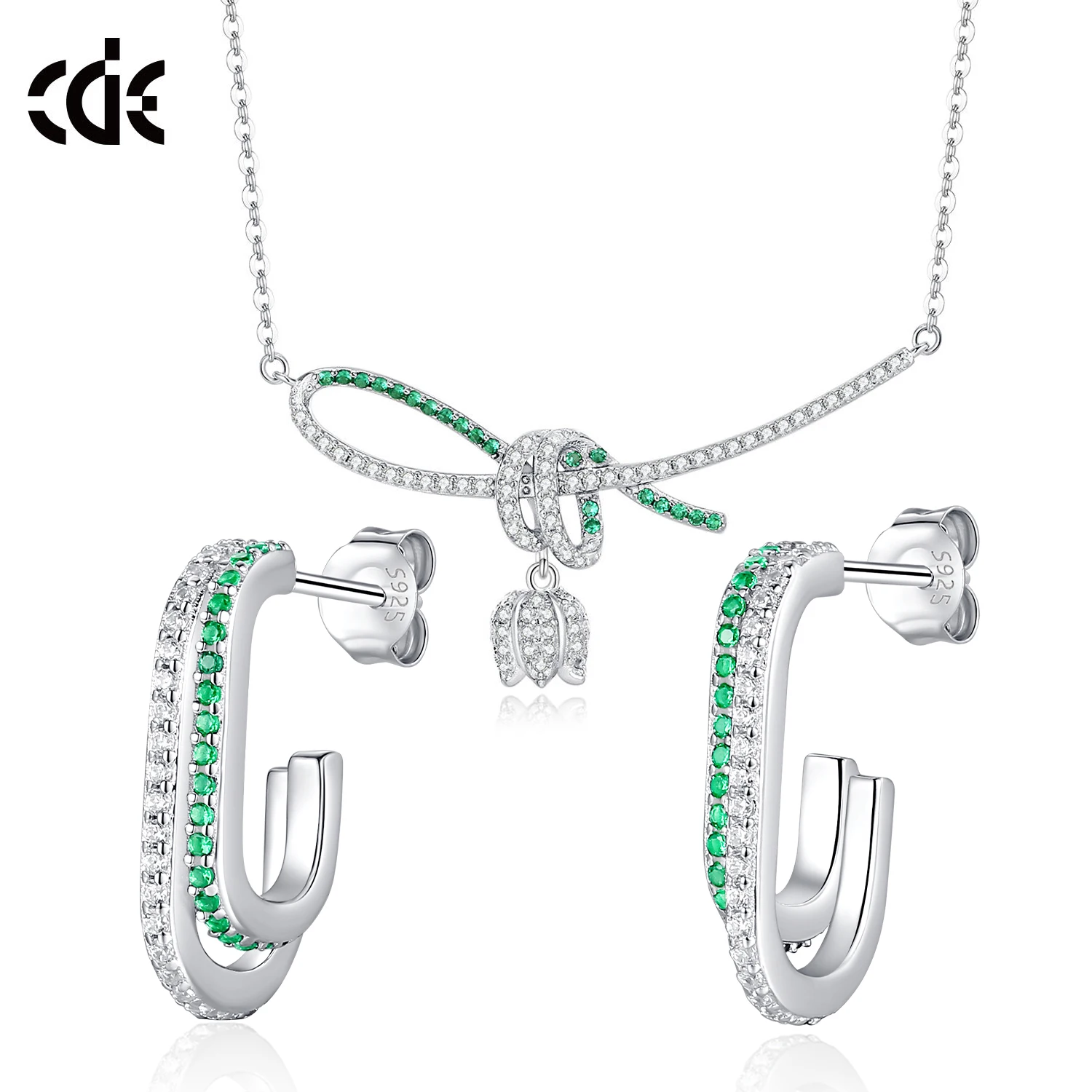 

CDE S-YN1039 Fine Jewelry 925S Silver Women Set Zircon Rhodium Plated Jewelry Set