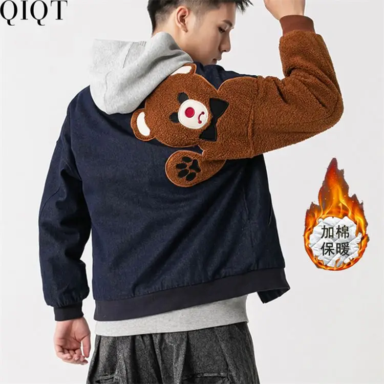 

Amazon 2021 Denim Plus Velvet Patchwork Jackets Men'S Casual Jacket For Man Designers Coat, Black,blue