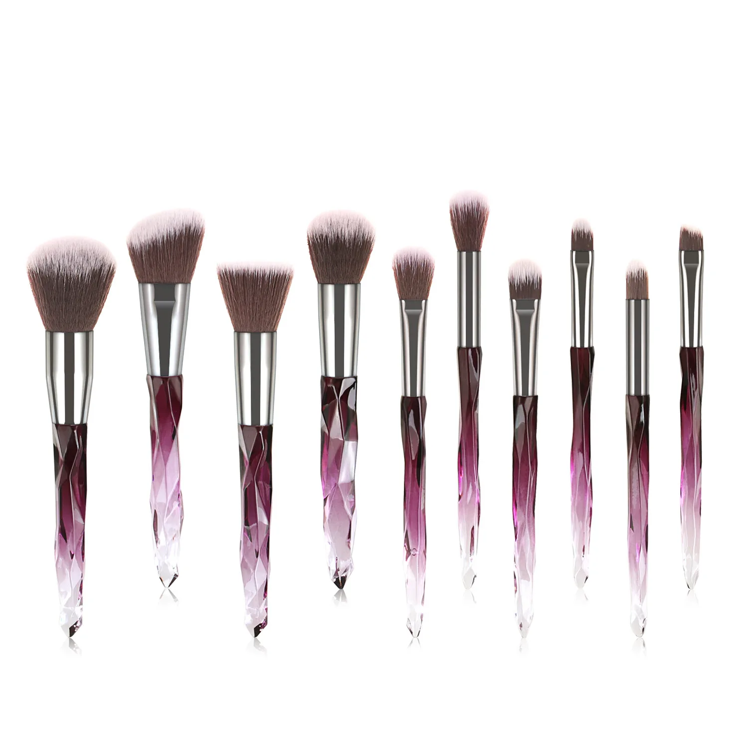 

Pincel Para Porta Maquiagem Kabuki 10 Piece Crystal Face Make Up Makeup Brushes Set Make Up Branding Beauty Tools Accessories, Black&blue, white&purple, white, pink, purple