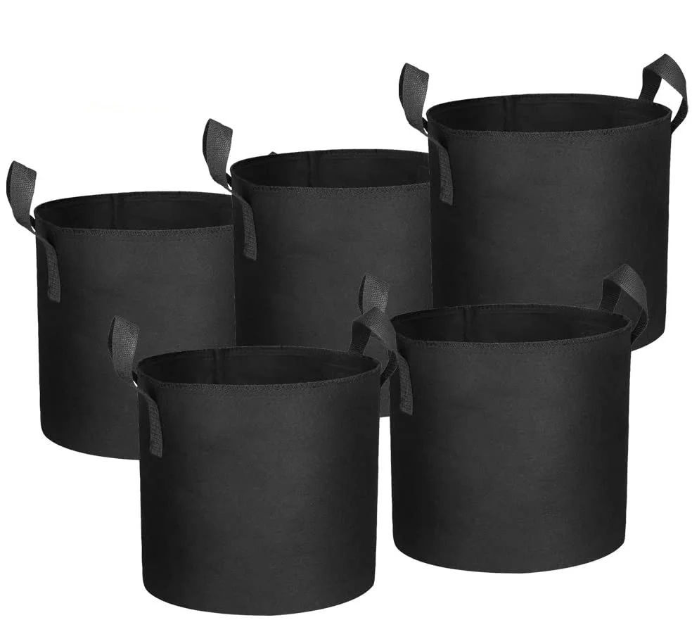 

1 - 400 gallon custom factory wholesale biodegradable vegetable garden felt fabric plant grow bags, Black