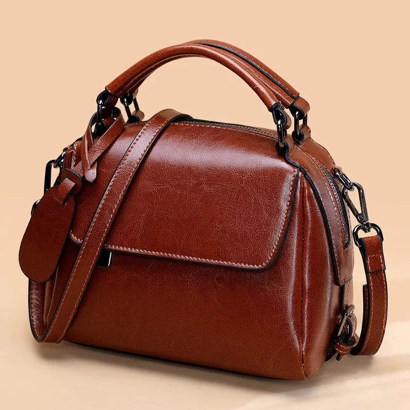 

Sacs A Bandouliere Wholesale Classic New Trendy Women Retro Oil Wax Messenger Bag Genuine Leather Shoulder Bag Crossbody Handbag