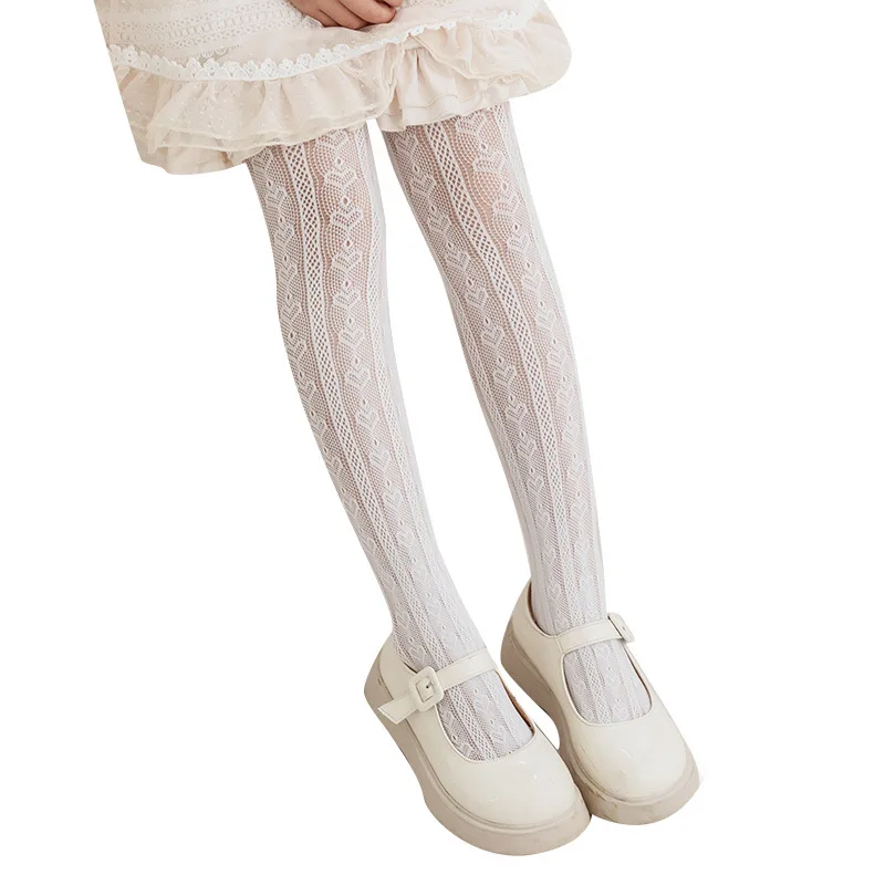2024 Wholesales Children Stockings Lolita Style Pantyhose Heart Patterns Fishnet Tights for Kids