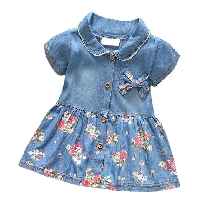 

Children's skirts in the new girls' denim straps dress, Blue