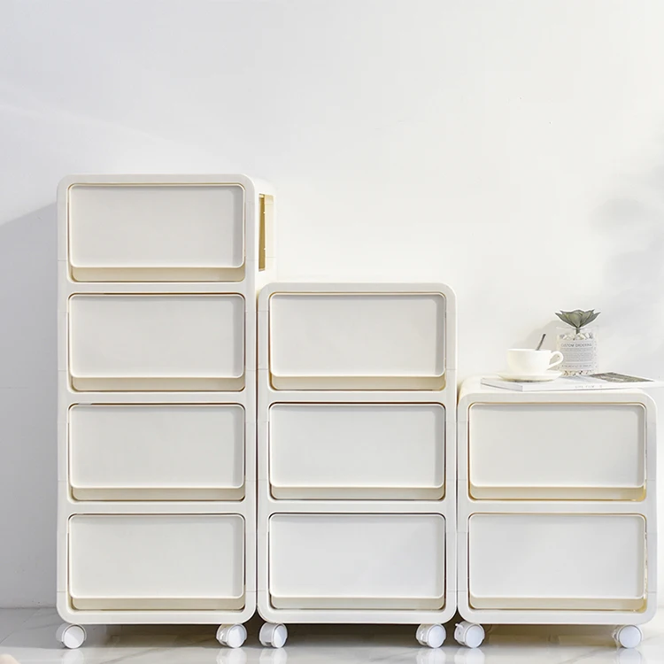 

5 drawer little plastic drawers on wheels, Ivory