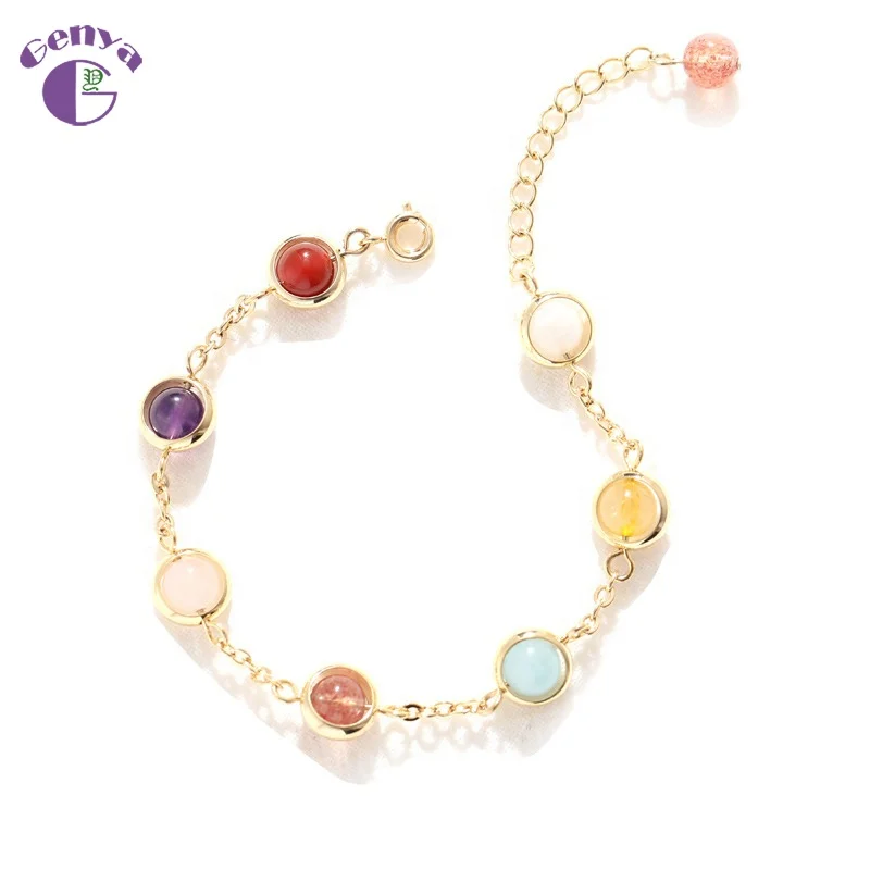 

Genya Crystal bracelet female sweet seven color transfer bead exquisite version rainbow sugar bracelet, As picture