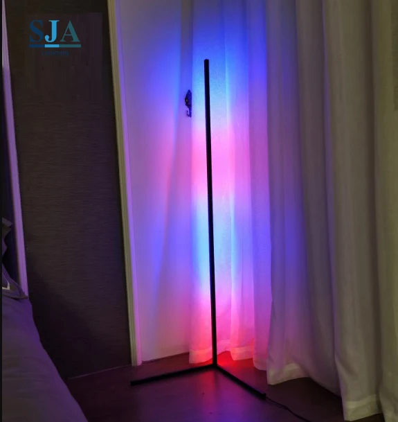 Nordic bedroom remote RGB color changing dimmable floor light minimal vertical led standing corner floor lamp