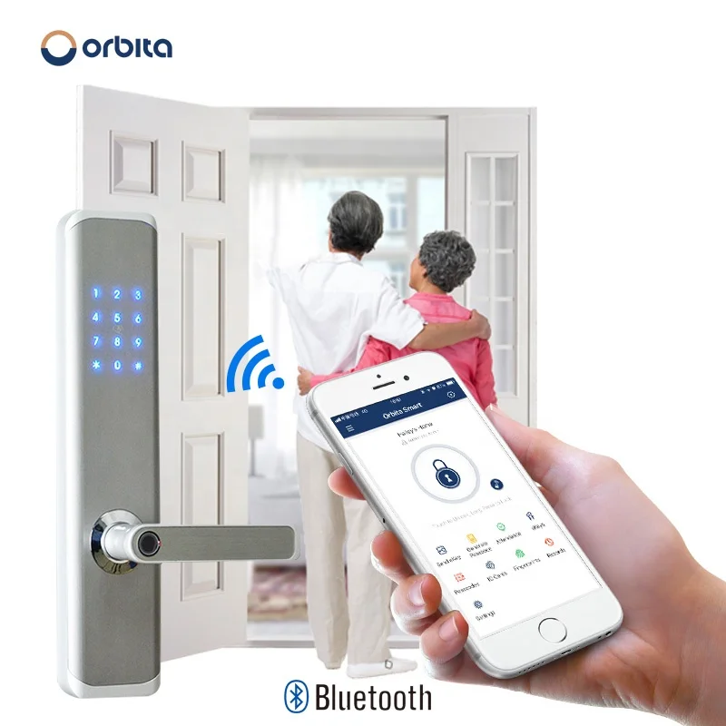 

Orbita Electronic home door lock solution software system smart hotel rf lock system, Silver, black